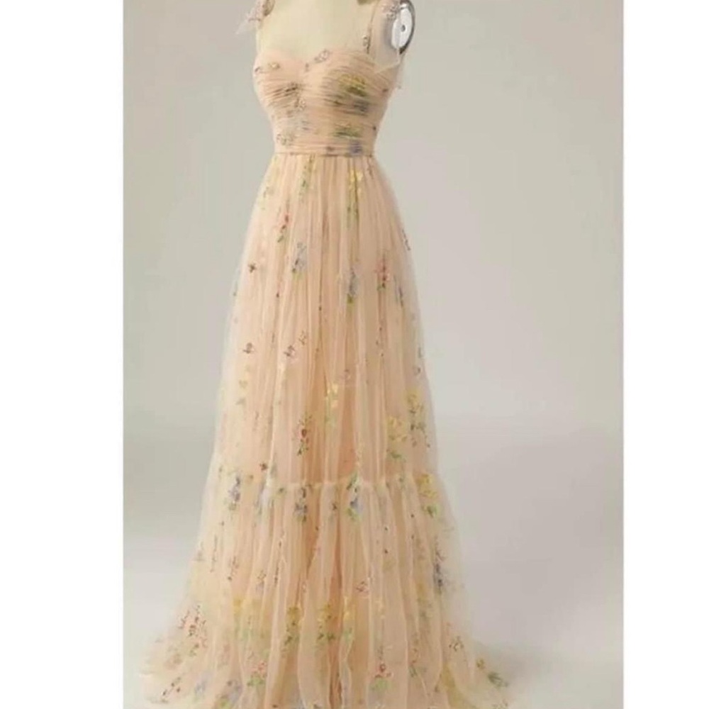 Elegant Floral Embroidered Gown